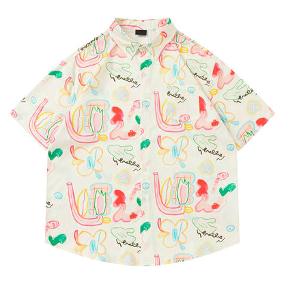 Short Sleeve Shirt Unisex Summer Slimming Youthful