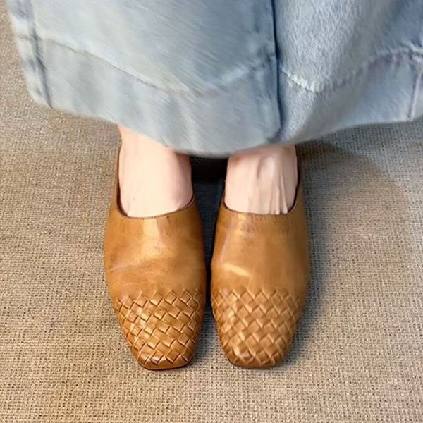 Sheepskin Version ~ French Retro Braided Toe-Cap Half Slippers for Women, Fashionable Lazy Slip-On Casual Sandals for Outer Wear