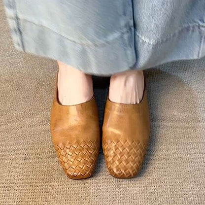 Sheepskin Version ~ French Retro Braided Toe-Cap Half Slippers for Women, Fashionable Lazy Slip-On Casual Sandals for Outer Wear