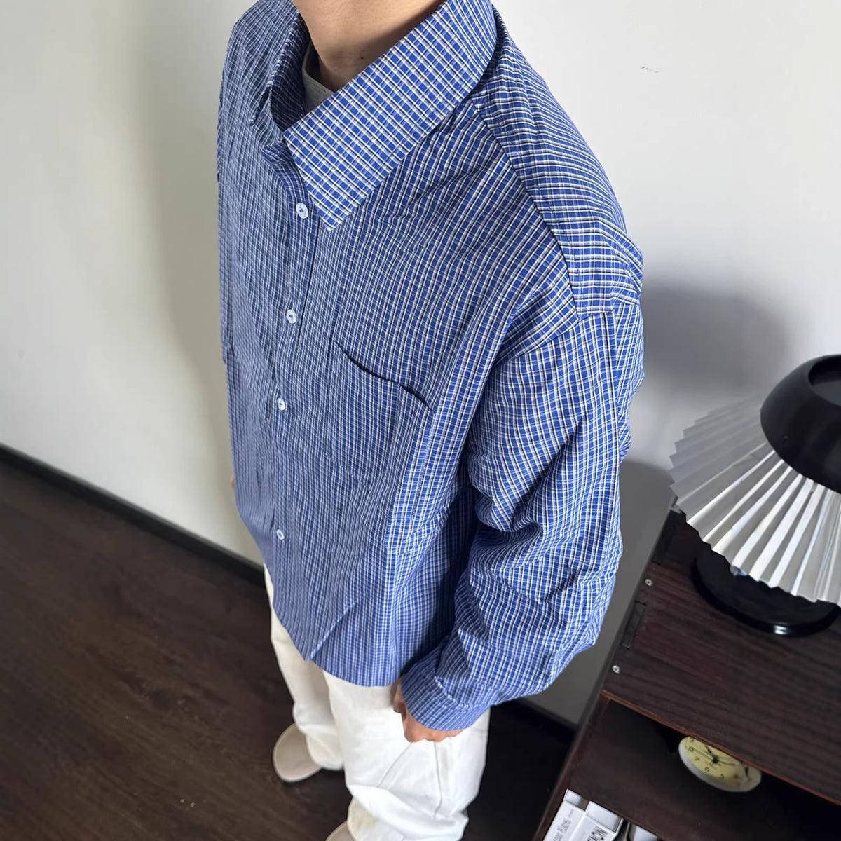 Cleanfit Men's Long Sleeve Plaid Shirt American Retro Cardigan Jacket