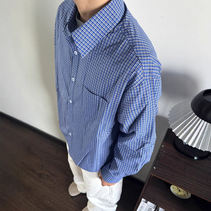 Cleanfit Men's Long Sleeve Plaid Shirt American Retro Cardigan Jacket