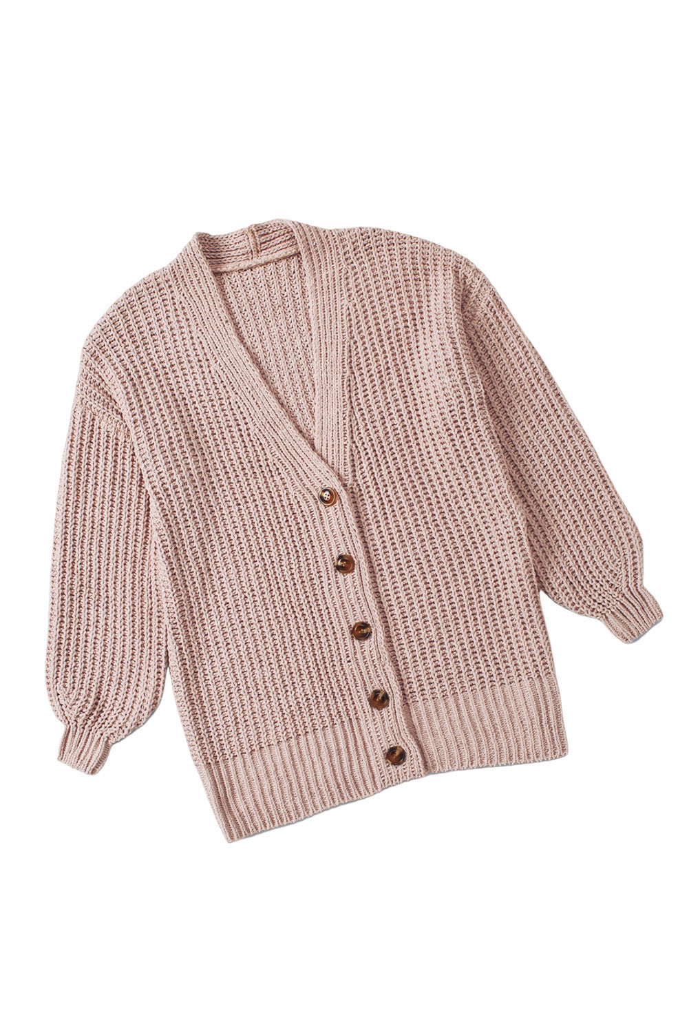 Gray Buttoned Front Drop Shoulder Knitted Cardigan