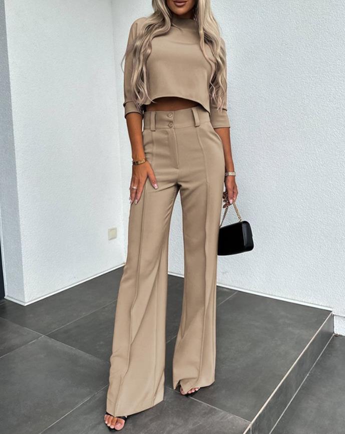 Women's Nine-Quarter Sleeve Slim-Fit Suit Set