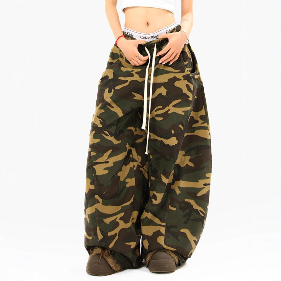 Casual wijde jeans met camouflageprint unisex