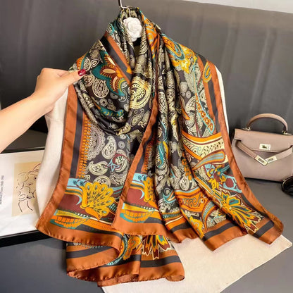 Women's Lijin Satin Scarf Floral Print Shawl