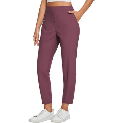 Womens High Waisted Elastic Pocket Casual Pants