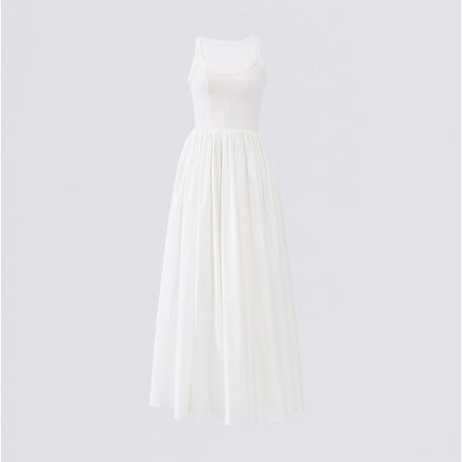 Women's Strapless Long Dress Summer  Waist-Cinching Flared Skirt
