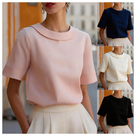 Womens Designer Short Sleeve Solid Shirt