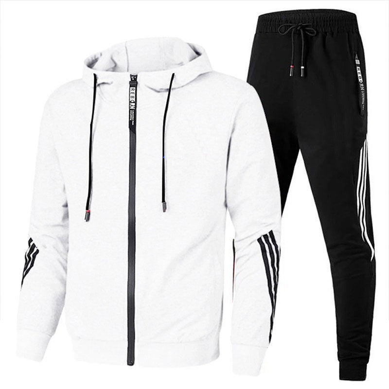 Printed Hooded Sports Sweatshirt and Pants Set