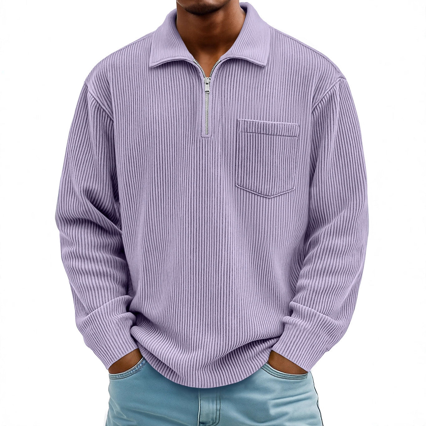 Zipper long sleeved pullover top