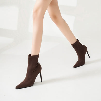Fleece Lined Stretch Boots with Stiletto Heel