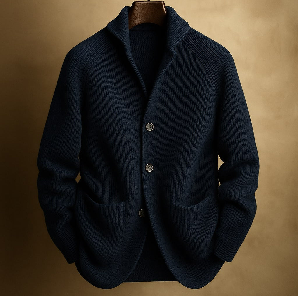 Gentleman's Knitted Three-Button Notch Lapel Cardigan