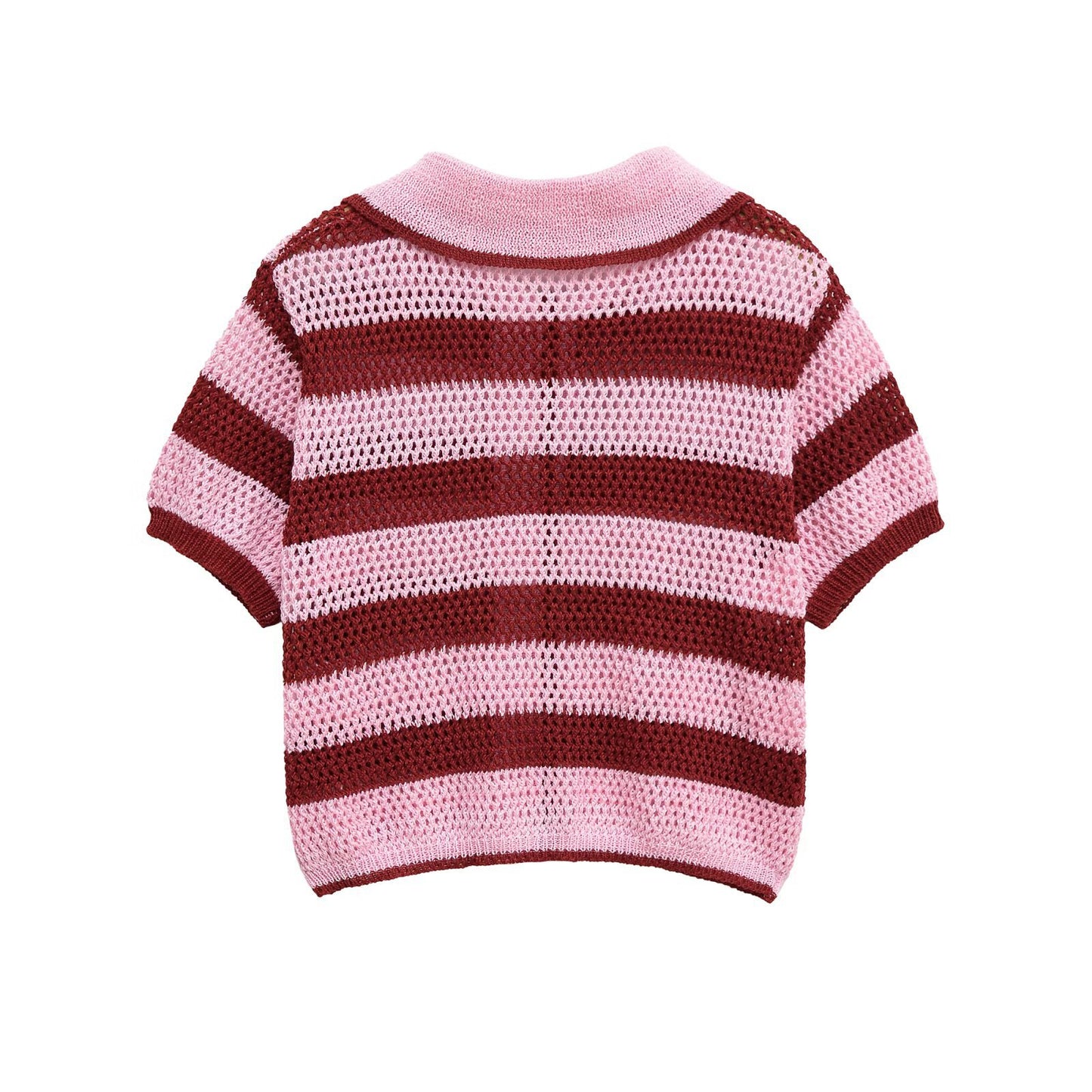 POLO collar knitted short top+shorts set