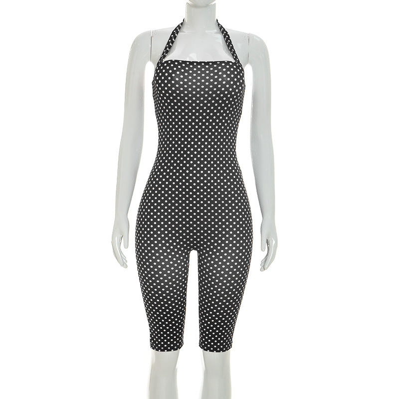 Halter Neck Slim Fit Three-Quarter Jumpsuit