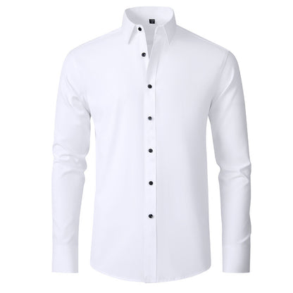 Cotton Long Sleeve Shirt Men's Stretch Non-Iron Dress Shirt  Size Business Casual Shirt