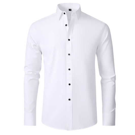 Cotton Long Sleeve Shirt Men's Stretch Non-Iron Dress Shirt  Size Business Casual Shirt
