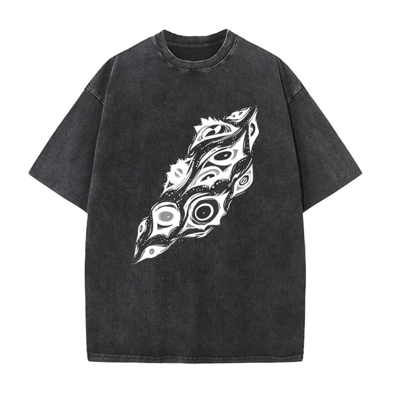 Summer New Anime Chainsaw Man Printed T-Shirt Summer Cotton Washed Vintage Short Sleeve Top