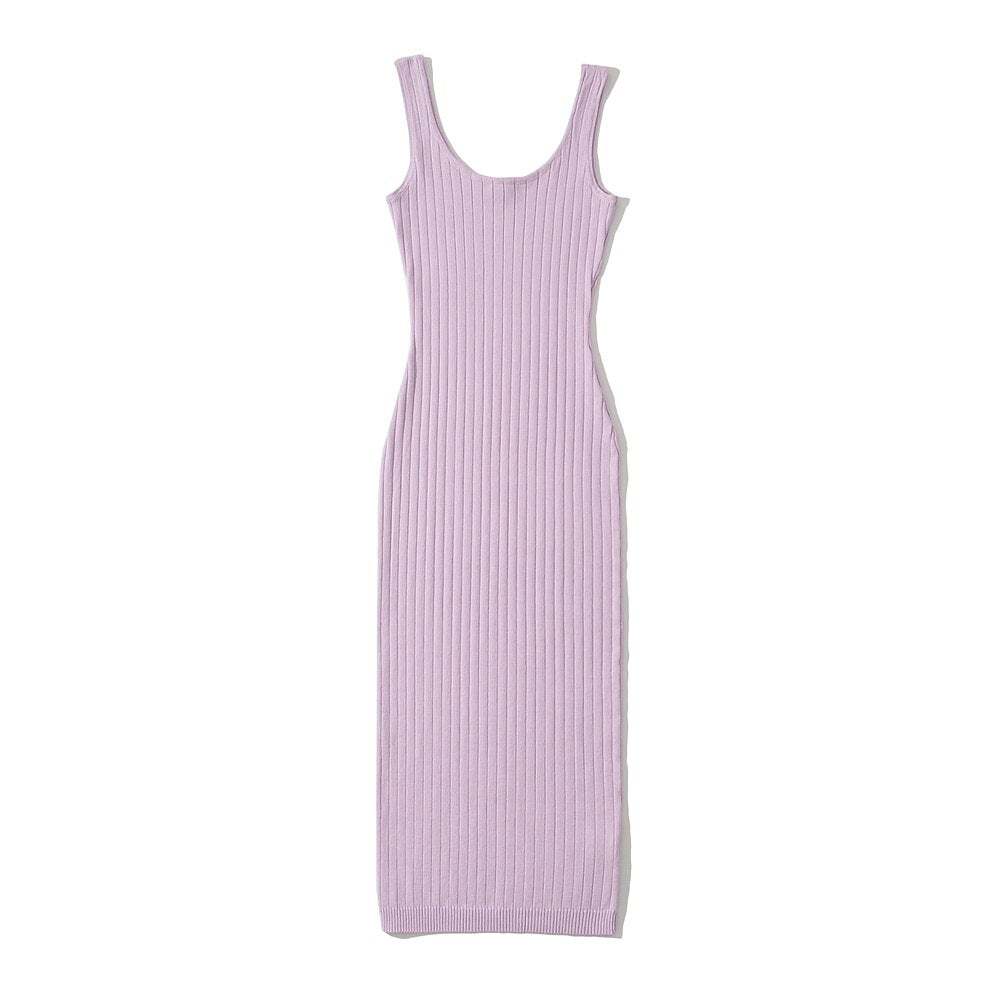 Zomerse casual geribde mouwloze midi-jurk