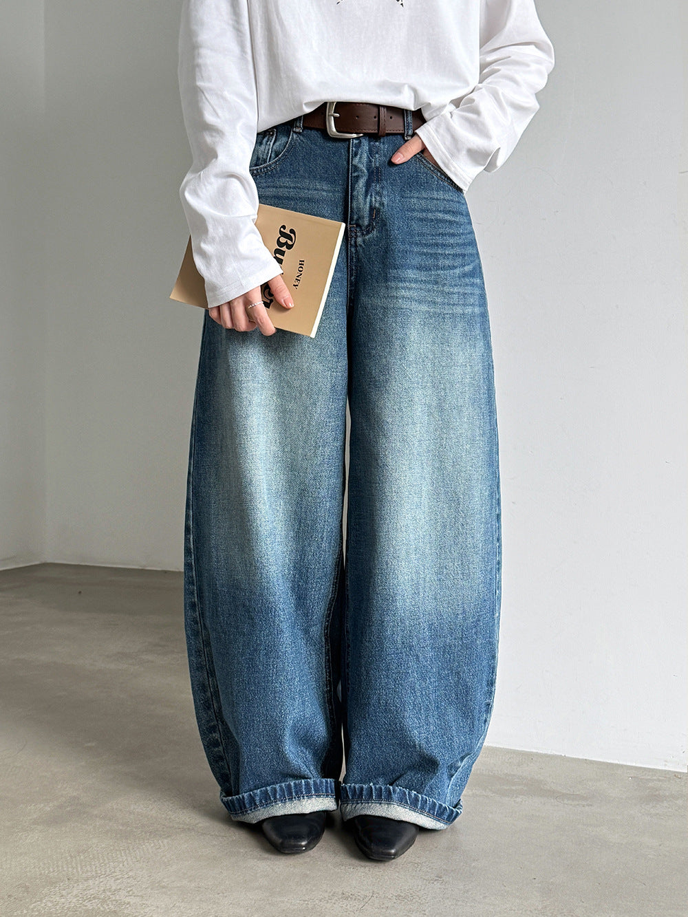 Vintage High Waist Wide Leg Denim Pants