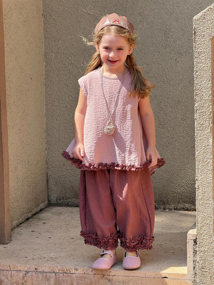 2-Delige meisjes set met contrast en ruches