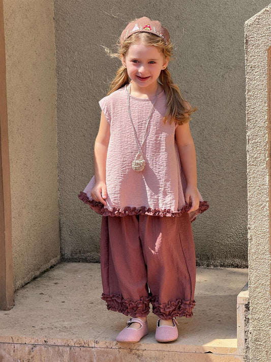 2-Delige meisjes set met contrast en ruches