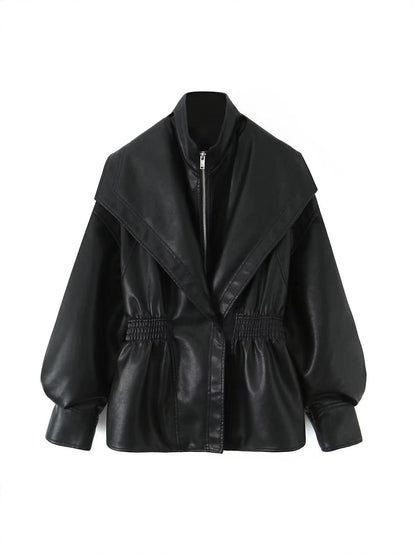 Fashion Turn-Down Collar Leather Jacket