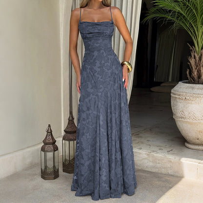 Elegant Suspender High Waist Long Dress