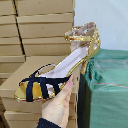 Summer high-heeled fashionable fish-mouth multi-color bag and sandals