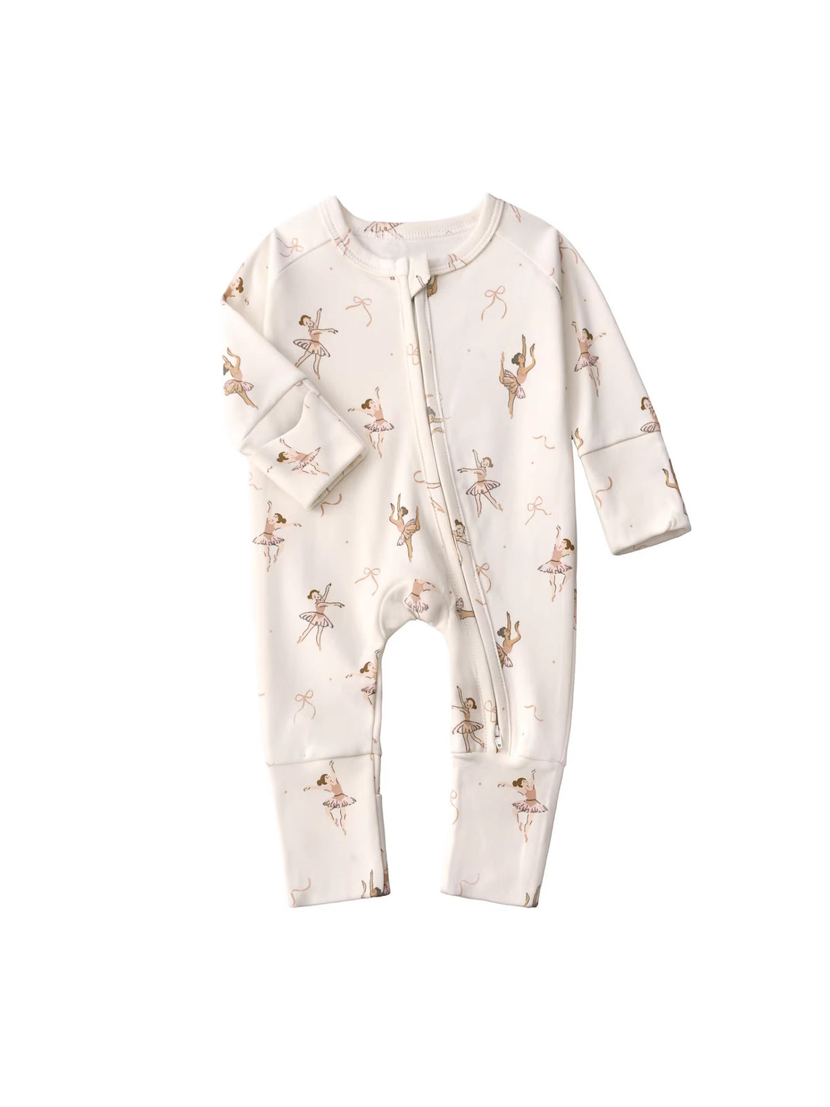 Baby Double Zipper Romper with Convertible Hand Foot Covers