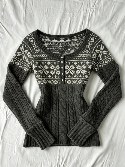 Women's round-neck button-up cardigan