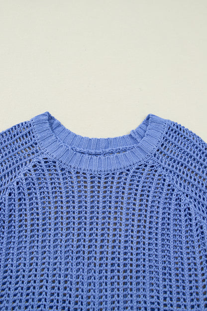 Plus size open gebreide trui met strik en korte mouwen