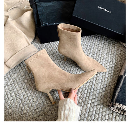 Womens Pointed Toe Stiletto Heel Boots