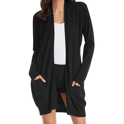 Dames open vest met lange mouwen en zakken