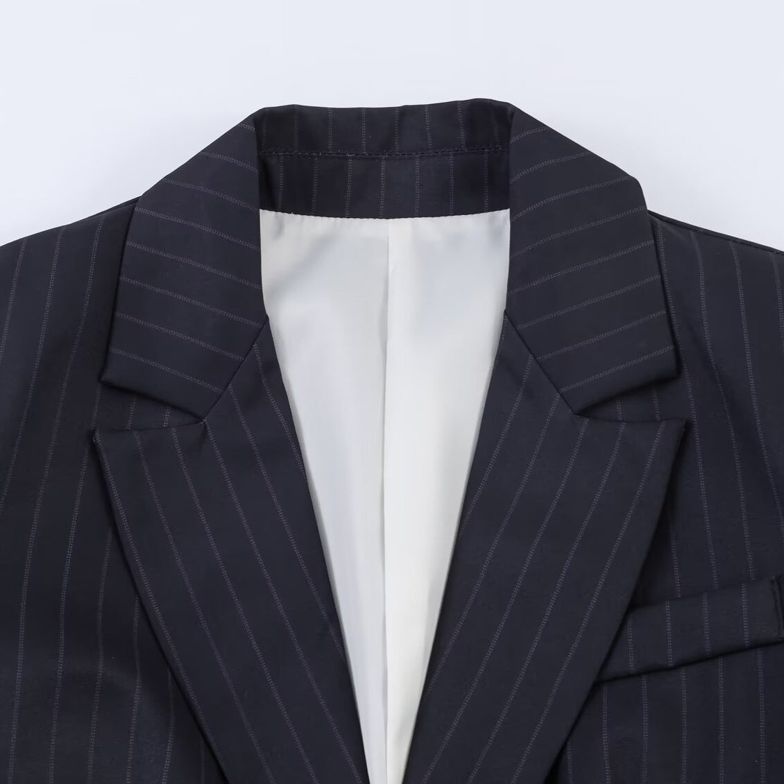 Casual notched lapel slim striped suit jacket