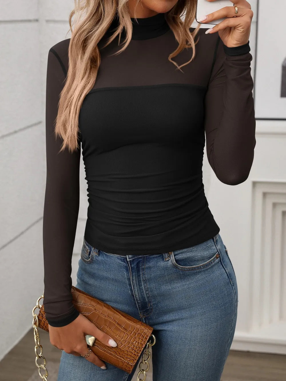 Mock Neck Long Sleeve Top