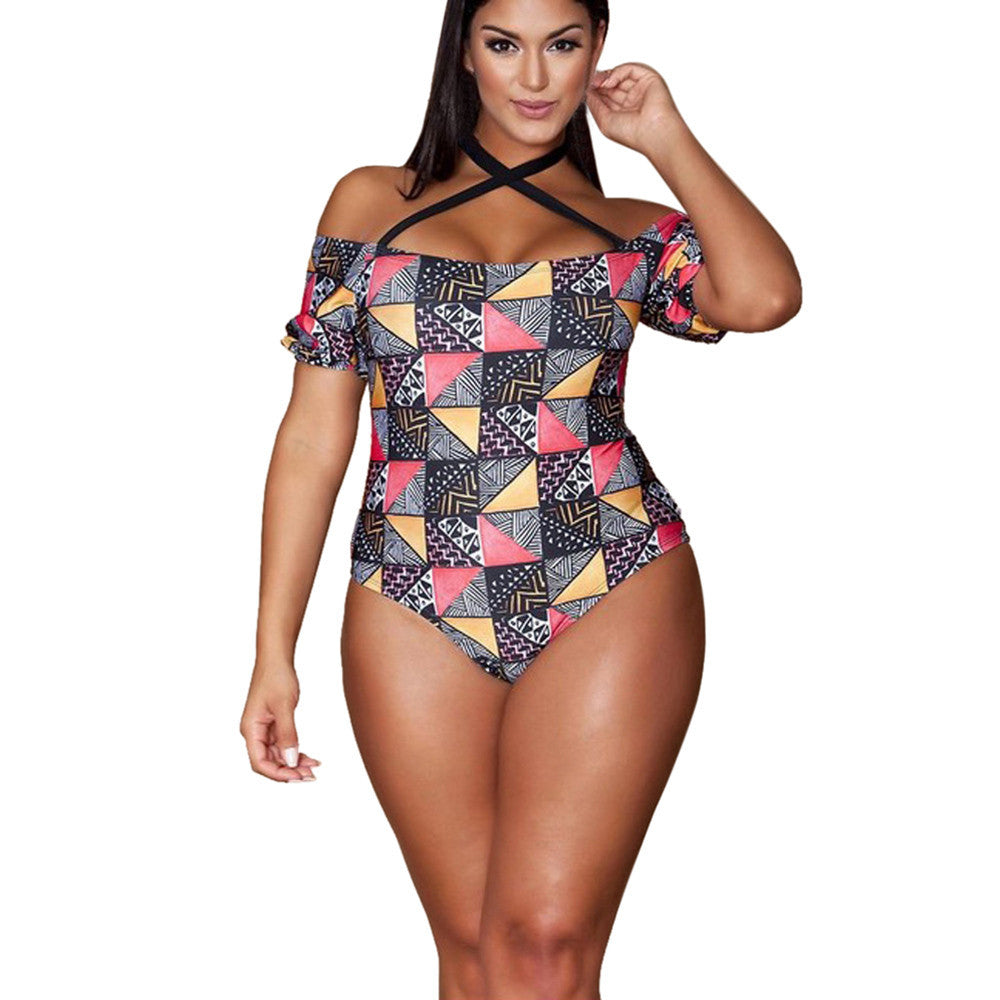 Geometrische badpak plus size dames