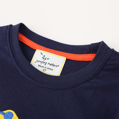 Jongens T-shirt met lange mouwen ronde hals van katoen en geborduurde print