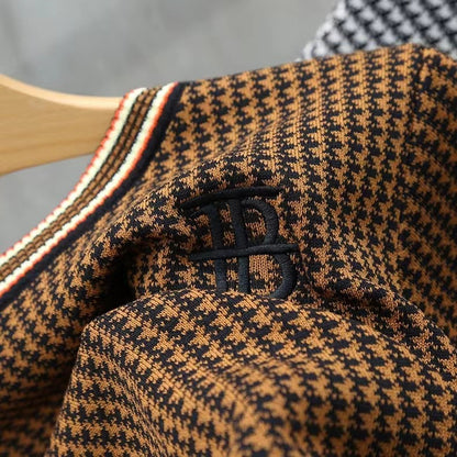 Short sleeved knitted summer houndstooth clothing