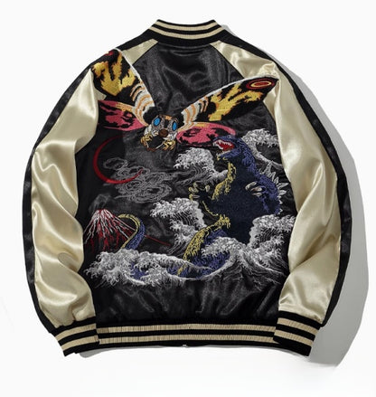 Spring and Autumn Chinese Style Heavy Industry Yokosuka Jacket Coat for Men and Women with Embroidered Nine-Tailed Fox Chinese Style Baseball Jacket Retro Personality