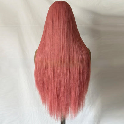 Front lace pink long straight hair