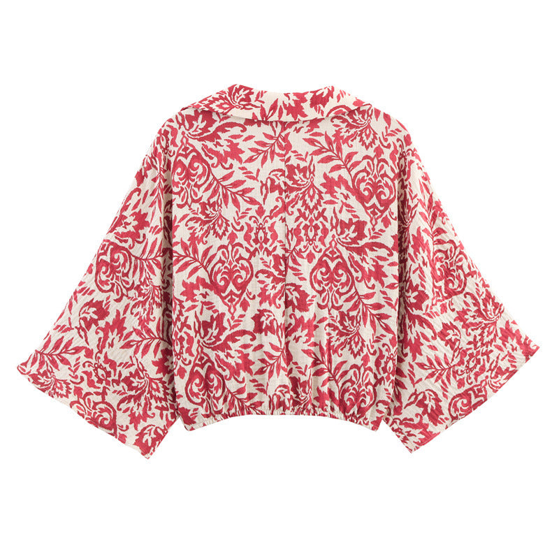 Style Women's Fashion Casual Printed Long Sleeve Top and Wide Leg Pants
