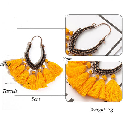 Fringe Vintage Boho Bohemian Ethnic Tassel Drop Dangle Hanging Earrings for Women Female Trendy Jewelry Accessories