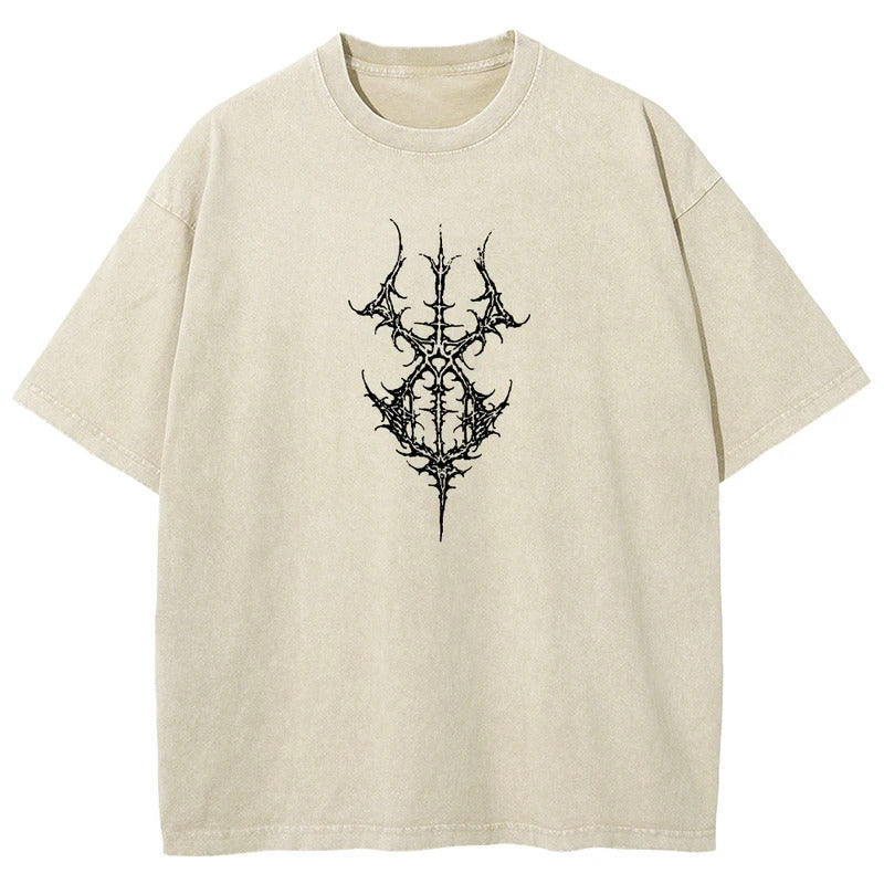 Anime BerserkPrinted T-Shirt Summer Cotton Washed Vintage Short Sleeve