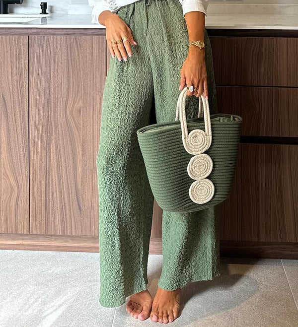 Spring and Autumn New Printed Long Sleeve Single Breasted Long Pants Set INS Casual Loose Two-piece Set
