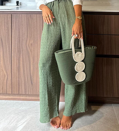 Spring and Autumn New Printed Long Sleeve Single Breasted Long Pants Set INS Casual Loose Two-piece Set
