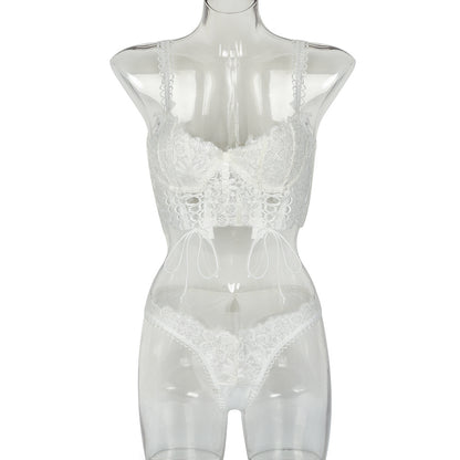 Style Lingerie Set - Lace Splicing with Handmade Ties