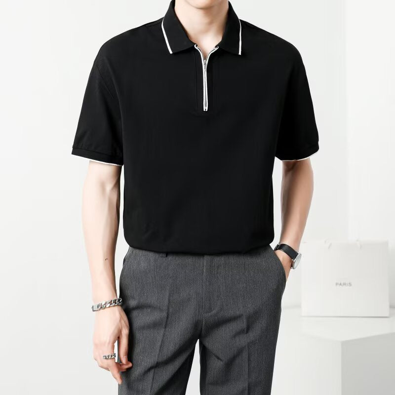 Summer loose half sleeved lapel casual top