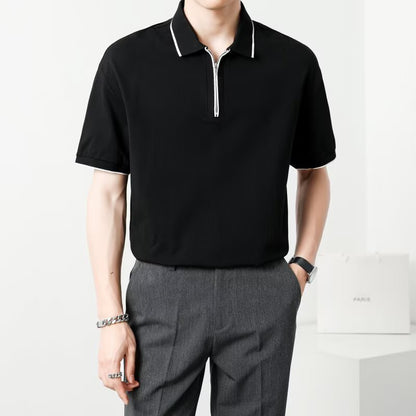 Summer loose half sleeved lapel casual top