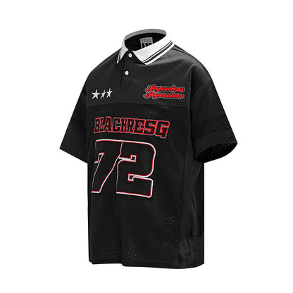 Tennis Grey Polo Shirt for Men Summer Personality Short Sleeve