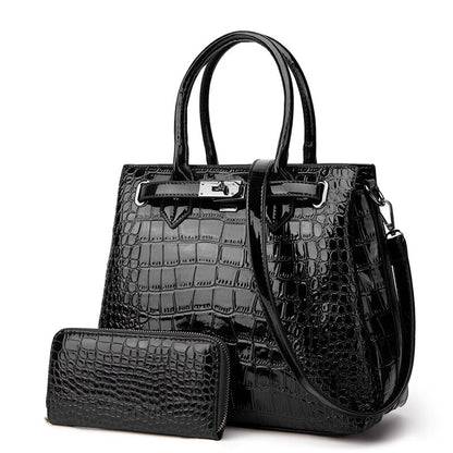 2-delige designertas van PU-leer en krokodillenprint